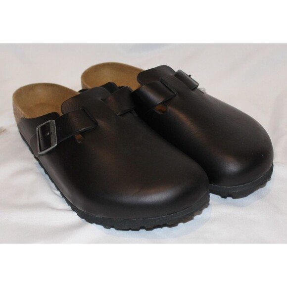 Birkenstock Boston Suede Mule Clog Leather Sandals EU 42 BLACK Men 9-9.5 REGULAR - Picture 2 of 7